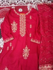 Maroon Embroidery Kurta Set