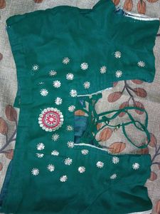 Green Embroidered Saree Blouse