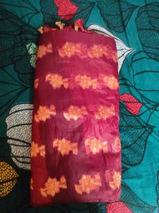 New Burgundy Tissue Silk Long Saree