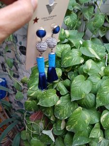 Blue Earrings Tassel