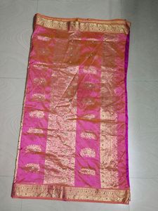 Pink &amp; Gold Embellished Sari