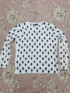 White & Black Patterned Sweater