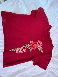 Maroon Floral Top