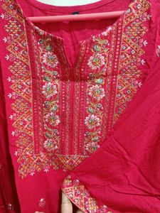 Dark Pink Embroidered Kurta