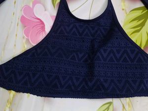 (487)Navy Blue Halter Top