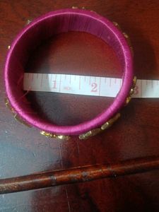 Elegant Pink Silk Thread Bangles with Kundan