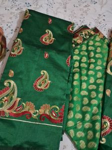 Green traditional Assamese Mekhela Chador