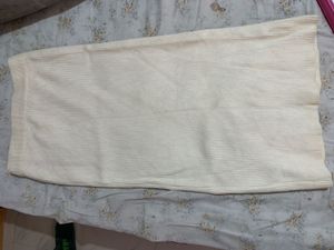 Cream Striped Knit Skirt