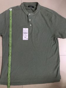 Casual Olive Green Henley Shirt