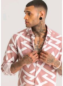 Peach Colour, Printed Casual Shirt,Men Slim Fit