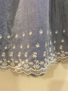 Blue Embroidered Hem Skirt
