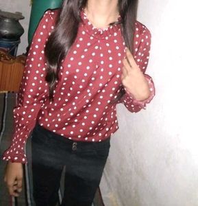 Maroon Top  Dot Print