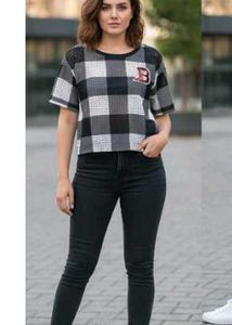 Checkered Crop Top with Patch