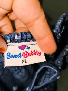 Cute Blue Polka Dot Romper Set