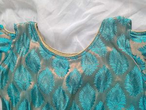 Stunning Blue &amp; Gold Cold Shoulder Dress