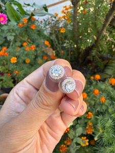 real silver Sparkling Halo Earrings