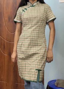 Vintage Inspired Plaid Cheongsam Dress