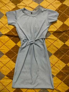 Blue Knotted Mini Dress