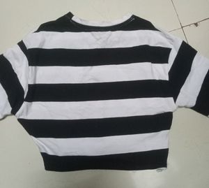 Trendy Broad Striped Crop Top.