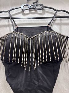 Black Fringe Bodysuit