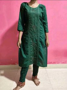 Green Cotton Kurta Set