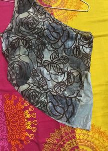 one shoulder brown floral ruched top