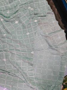 Mint Green Checked Fabric
