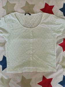 White Eyelet Button-Down Top