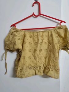 Lemon Yellow Embroidered Top