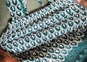 Green &amp; White Smocked Sun Dress