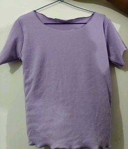 Cute Lilac Ribbed Top