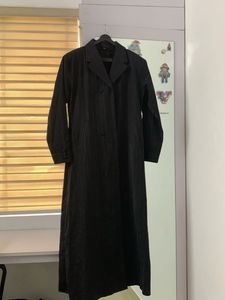 Black Striped Trench Coat Abaya