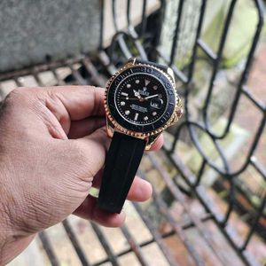 ROLEX MENS BLACK SILICONE BELT WATCH@SALE