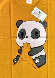 Brand New Panda Printed Half Yellow T-shirt