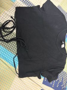 Black Crop Top with Waist Tie