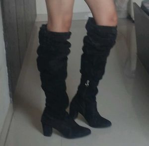 SSS Suede Knee High Black Boots