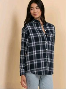 Black Shirts for Women Plaid Flannel Shirt
