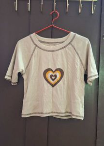 Aesthetic Heart Shaped Beige Crop Top
