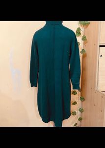 Green Turtleneck Knit Dress
