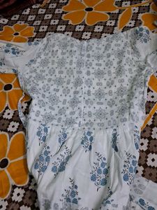 Blue &amp; White Printed Kurta