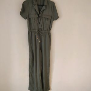 Blush Jumpsuit With Drawstring And Pockets