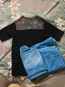 Stylish Black Top &amp; Jeans Set🖤