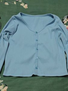 Light Blue Ribbed Cardigan