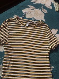 H&M Striped Ribbed Tee