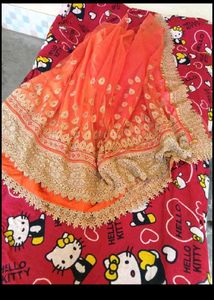 Wedding Wear Pretty Saree With Stitched Blouse