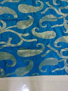Blue Zari Chanderi Silk Saree+ Blouse Piece