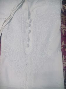 White Chickencary Kurta Set