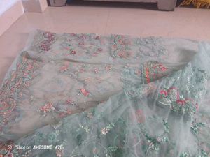 Embroidered Net Fabric - Light Green