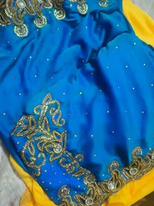 Elegant Blue Embellished Saree