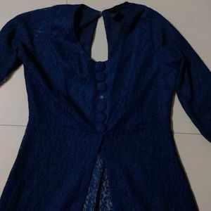 Elegant Navy Blue Lace Maxi Dress